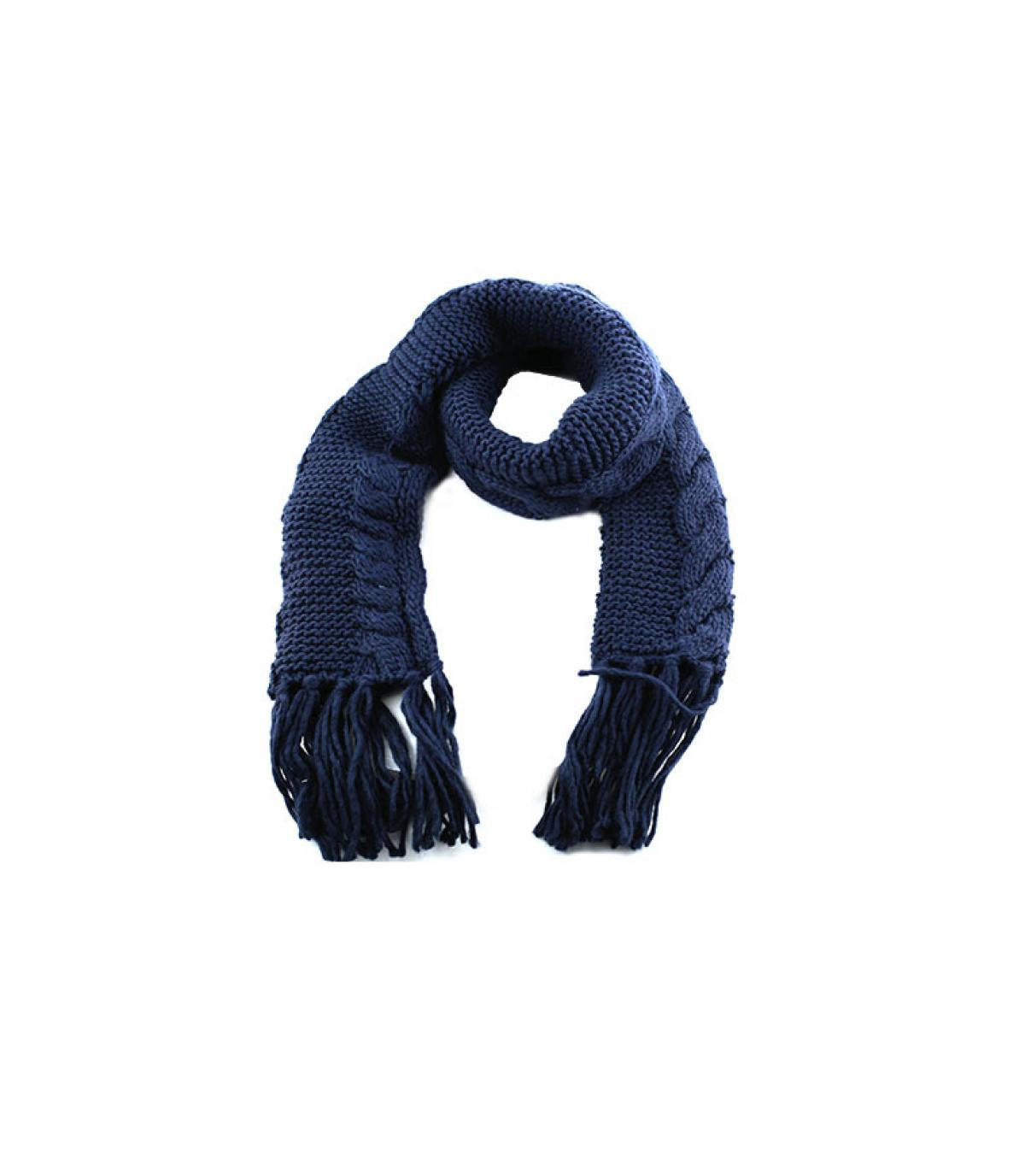 Navy sciarpa con frange Scarf avec navy fringe